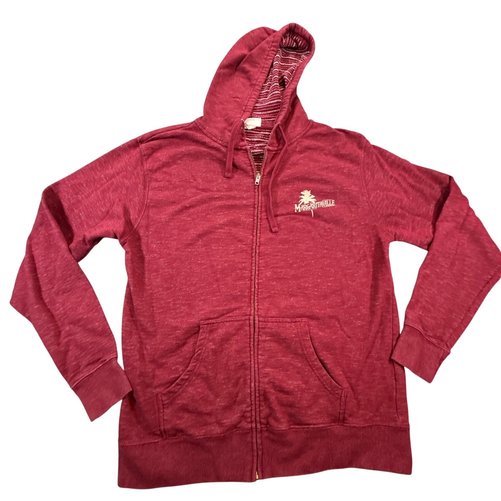Margaritaville Mens XXL Full Zip Hoodie Sweatshirt Burgundy Red Parrothead Beach